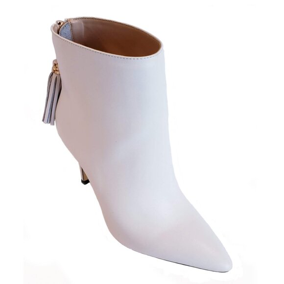 NIB Things II Come Bailee White High Heel Stiletto Bootie 5.5 Pointed Toe - Picture 1 of 16